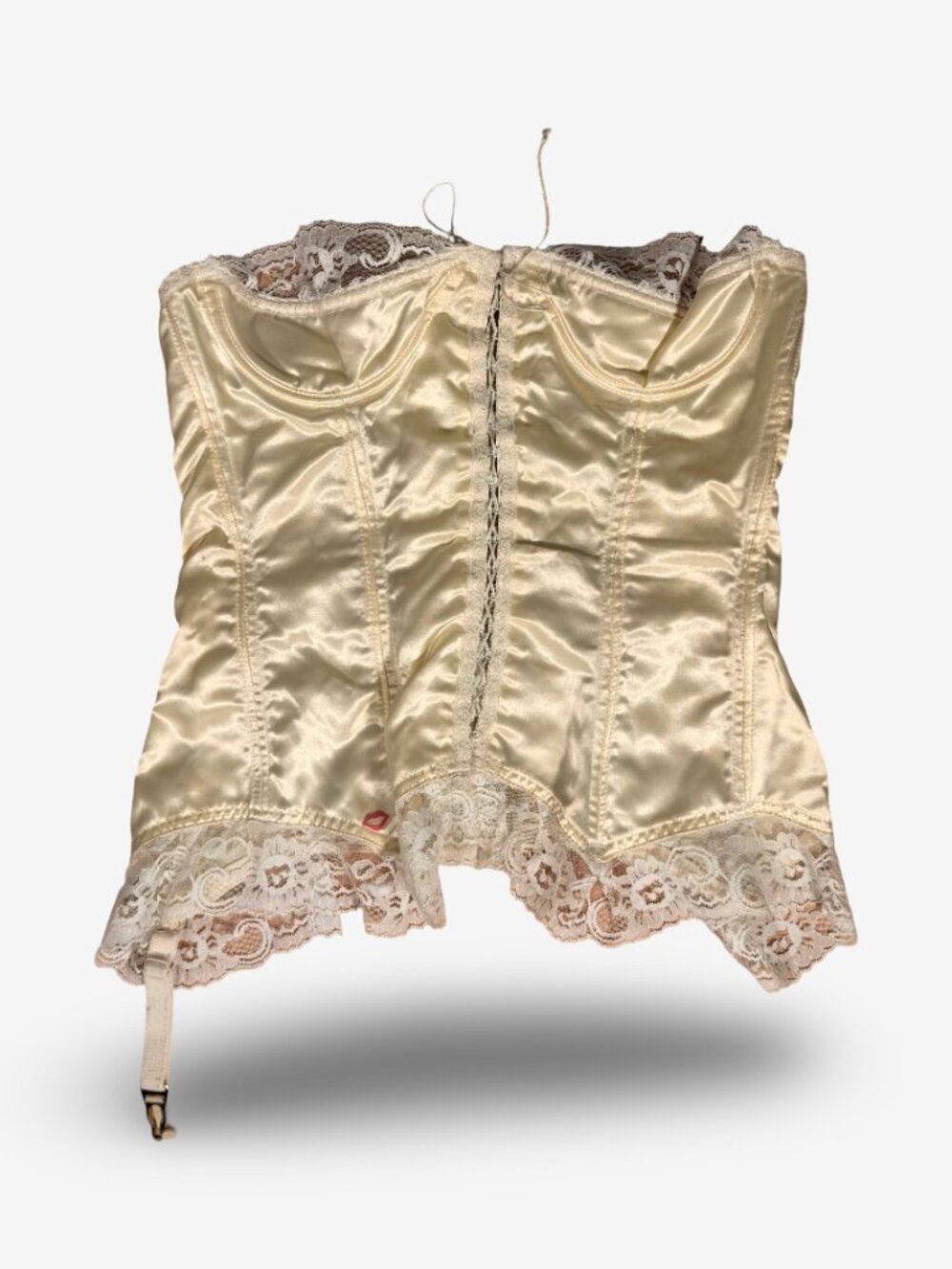 Y2K Vintage Made in Canada Yellow Silk Look Corset - Picture 3 of 8